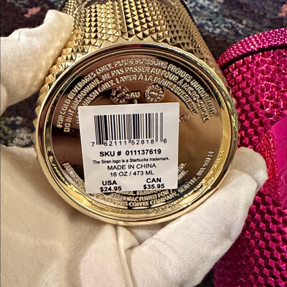 Starbucks Limited Edition Metallic Chrome Set 2 Tumblers Gold & Pink NEW - Picture 2 of 5